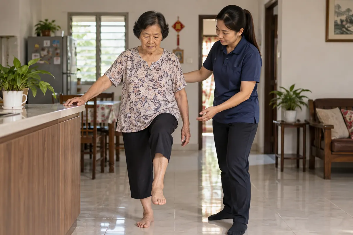 Supervised balance practice for fall prevention at home