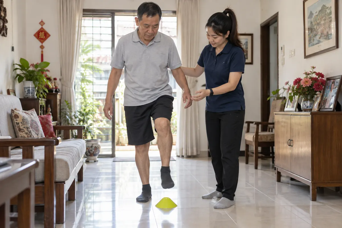 Supervised balance and stepping practice during home neurological physiotherapy