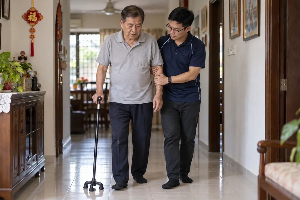 Supported walking practice during stroke rehabilitation at home